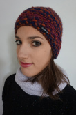 Mütze handgestrickt orange-violett