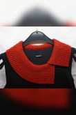 Jerseykleid schwarz mit Strickkragen 